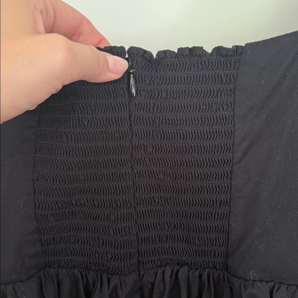 Reformation Michaela Black Smocked Mini Long Sleeve Dress - Picture 9 of 9